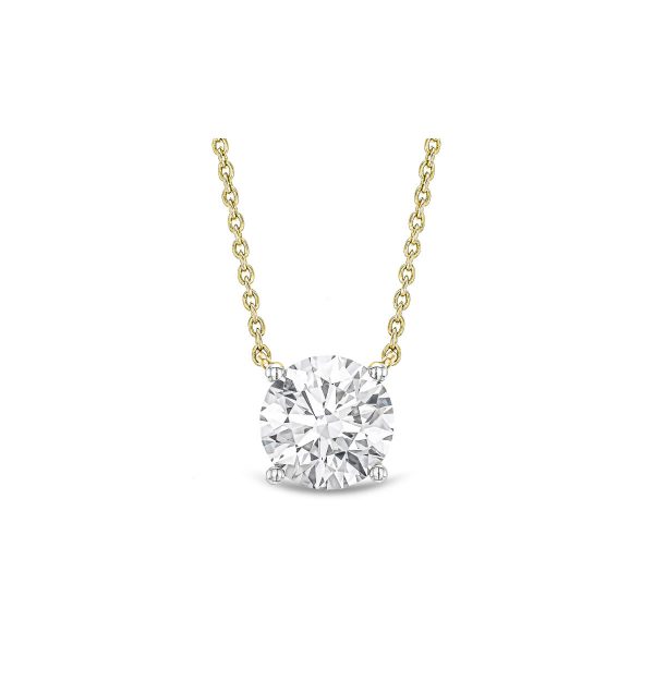 Floating Diamond Solitaire Necklace 2.00ct H/SI in 9K Yellow Gold