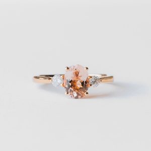18k Rose Gold Morganite and Diamond Ring