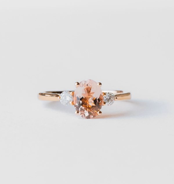 18k Rose Gold Morganite and Diamond Ring