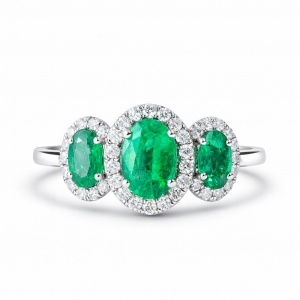 Platinum Emerald and Diamond Ring