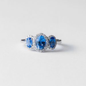 Platinum Sapphire and Diamond Ring