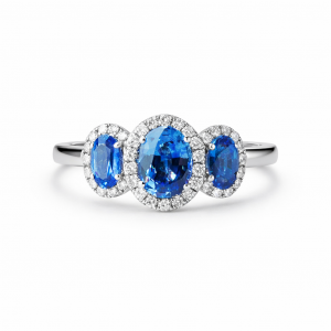 Platinum Sapphire and Diamond Ring