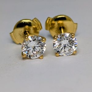 18ct yellow gold 1ct LAB diamond stud earrings