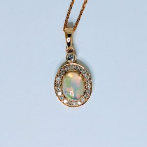 Opal and Diamond Pendant Necklace