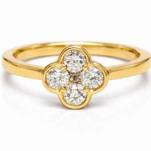 9ct yellow gold diamond flower ring