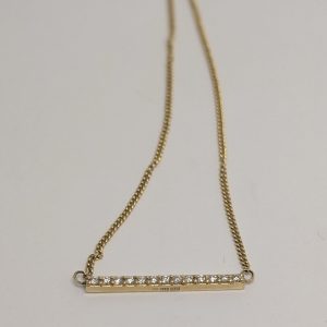 9ct yellow gold diamond bar necklace