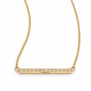 9ct yellow gold diamond bar necklace