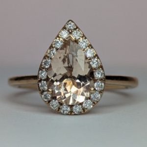 9ct rose gold morganite and diamond ring