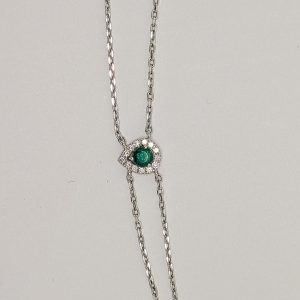 18ct white gold emerald and diamond bracelet