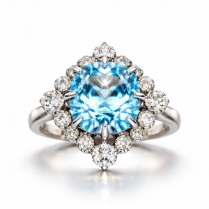 9ct white gold Topaz and diamond ring