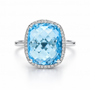 18ct white gold blue topaz and diamond ring