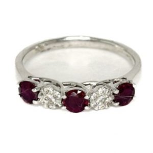 18ct white gold diamond and ruby ring