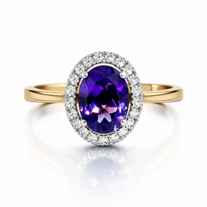 18ct yellow gold amethyst and diamond ring