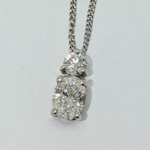 9ct white gold LAB diamond pendant necklace