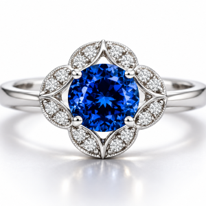 18ct White gold tanzanite and diamond ring