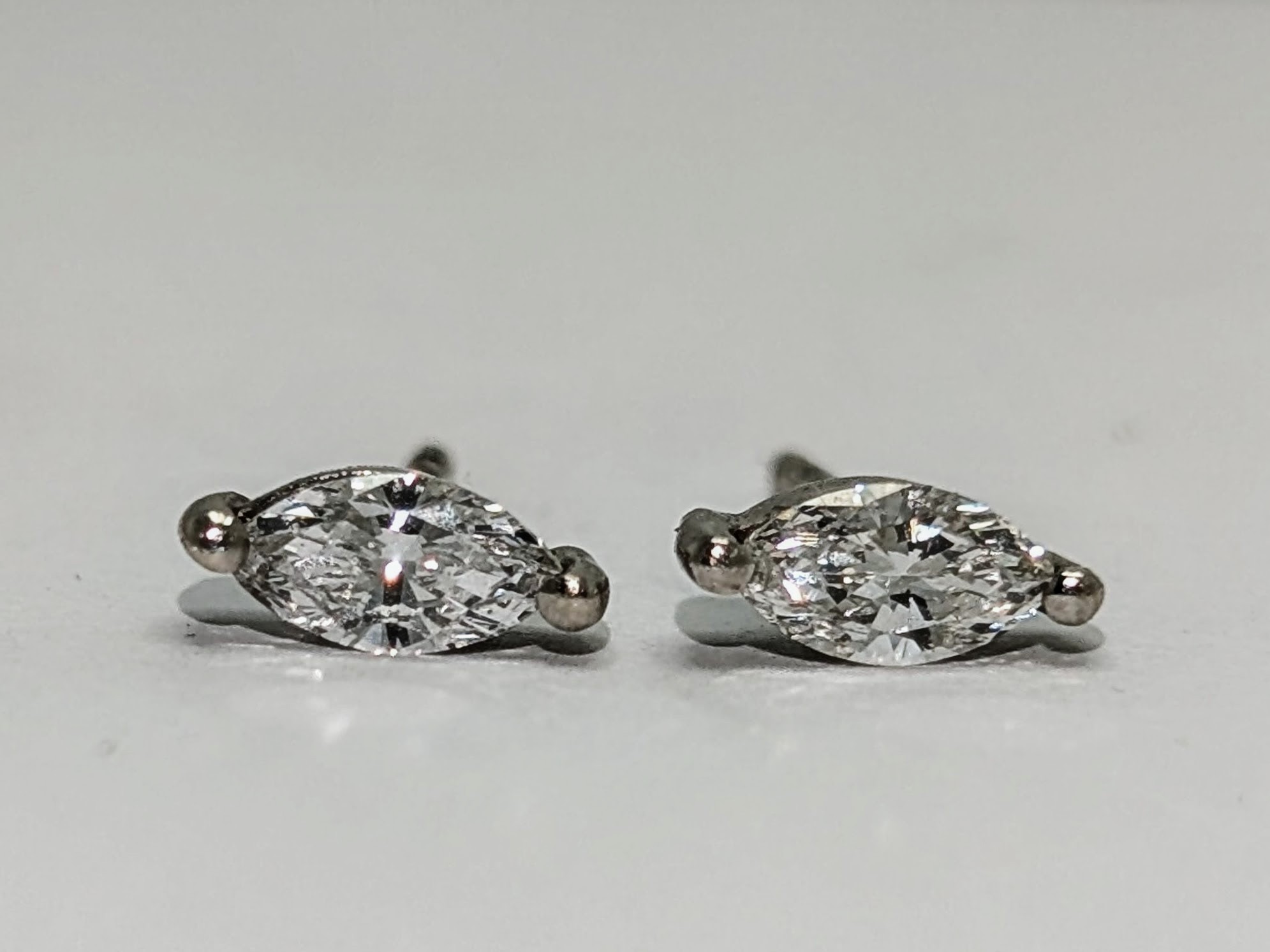 9ct white gold marquise diamond earrings