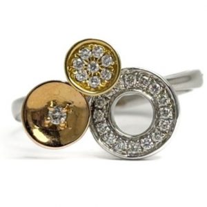 18ct white gold with rose gold and diamonds