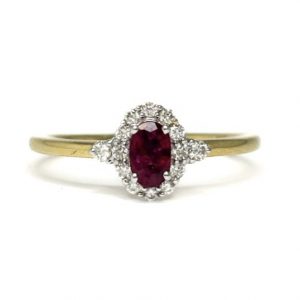 18ct yellow gold Oval ruby and diamond ring