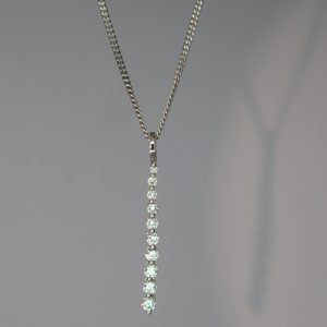 9ct white gold diamond vertical bar necklace