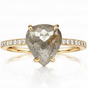 9ct yellow gold salt and pepper diamond ring
