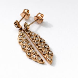 18ct rose gold and diamond drop earrings