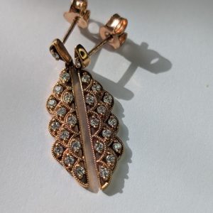 18ct rose gold and diamond drop earrings