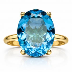 9ct yellow gold swiss blue topaz ring
