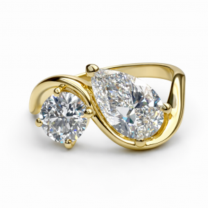 9ct yellow gold moi et toi LAB diamond ring