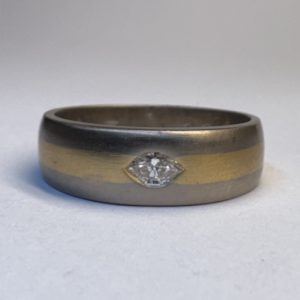 18ct mixed gold ring with marquise diamond