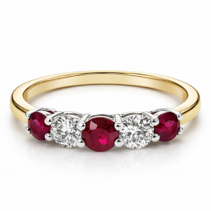 18ct yellow gold ruby and diamond 5 stone ring