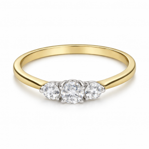 18ct yellow gold three diamond ring