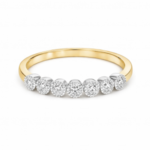 18ct yellow and white gold seven diamond ring