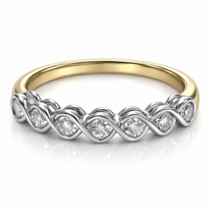 18ct Yellow & White Gold Diamond Wave Ring