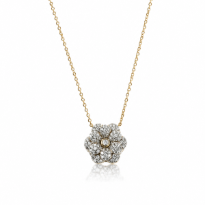 18ct yellow gold diamond flower necklace