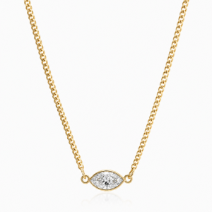 9ct yellow gold necklace with static marquise diamond