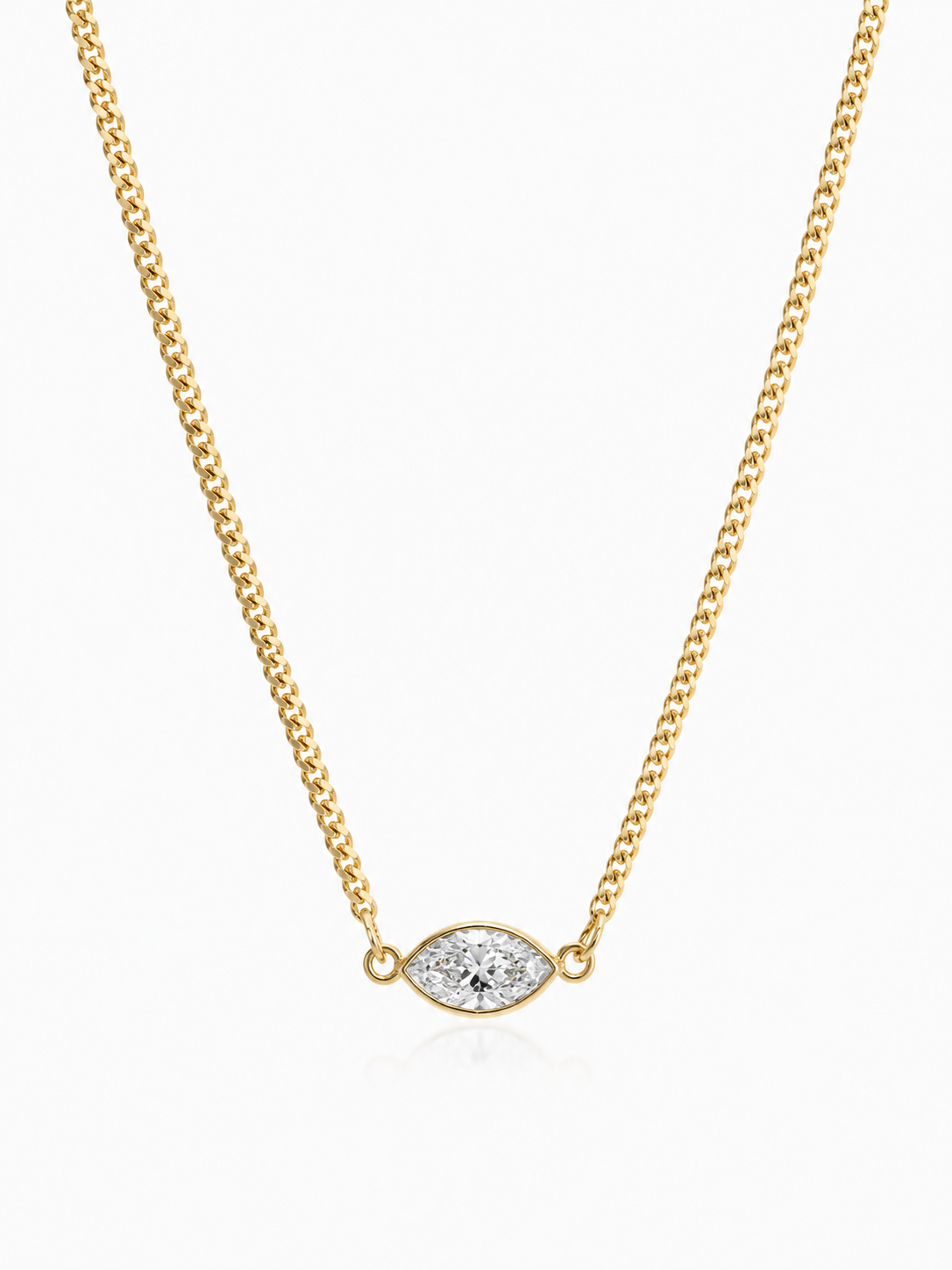 9ct yellow gold necklace with static marquise diamond