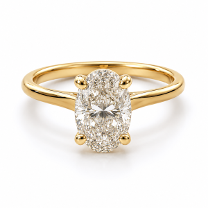 9ct yellow gold ring with oval yellow lab diamond