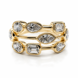 9ct yellow gold multi shape lab diamond ring
