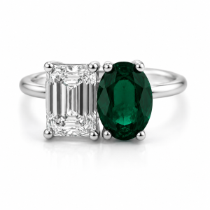 platinum lab oval emerald and diamond ring