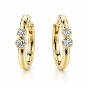 9ct yellow gold 0.07ct diamond hoop earrings