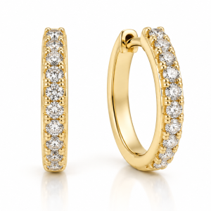 9ct yellow gold diamond hinged hoop earrings